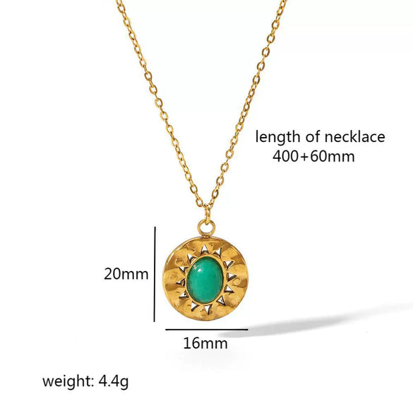 Wholesale Jewelry Stainless Steel Geometric Mixed Gemstone Setting Electroplated O Word Chain Necklace For Women