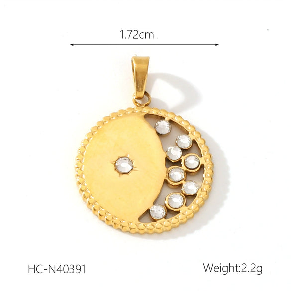 Wholesale Jewelry Stainless Steel Geometric Moon Eight Mans Star Pendant With Electroplating