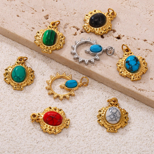 Wholesale Jewelry Stainless Steel Geometric Multielement Pendant 18K Gold Plated