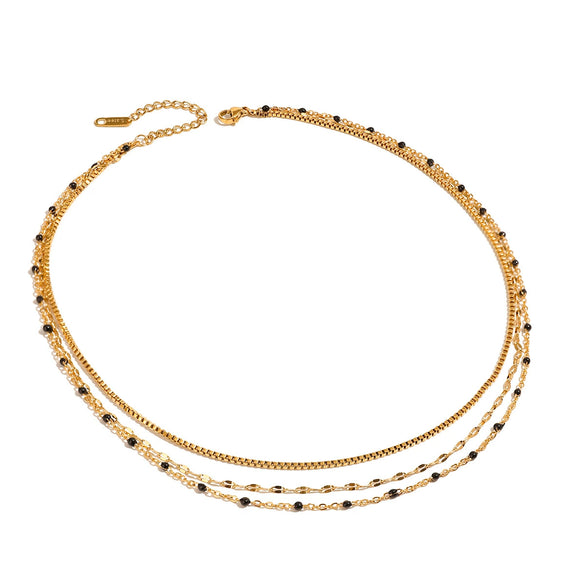 Wholesale Jewelry Stainless Steel Geometric Multilayer Stacked Drip Necklace Electroplated Titanium Steel For Women