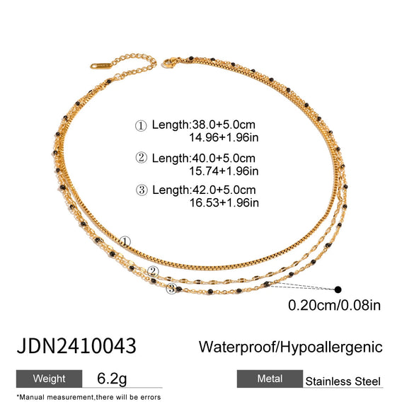 Wholesale Jewelry Stainless Steel Geometric Multilayer Stacked Drip Necklace Electroplated Titanium Steel For Women