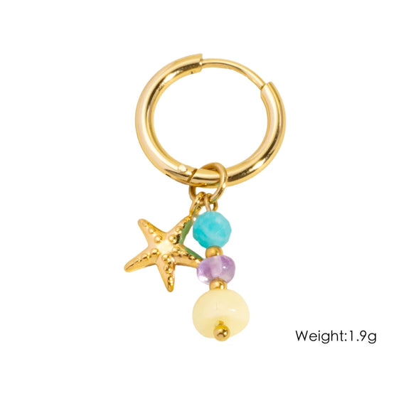 Wholesale Jewelry Stainless Steel Geometric Ocean Elements Series Earrings Furnace Electroplated For Women