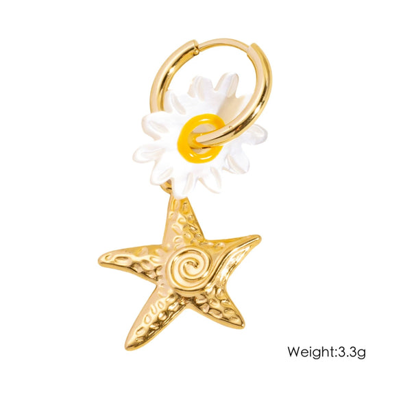 Wholesale Jewelry Stainless Steel Geometric Ocean Elements Series Earrings Furnace Electroplated For Women