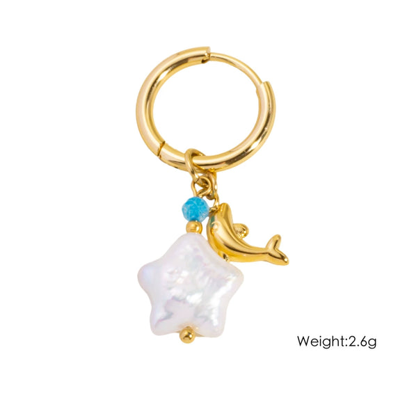 Wholesale Jewelry Stainless Steel Geometric Ocean Elements Series Earrings Furnace Electroplated For Women