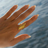 Wholesale Jewelry Stainless Steel Geometric Ocean Texture Conch Ring Electroplated For Women