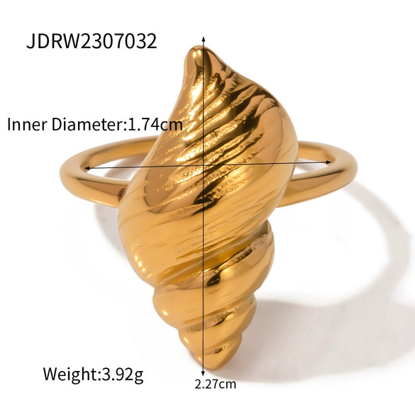 Wholesale Jewelry Stainless Steel Geometric Ocean Texture Conch Ring Electroplated For Women
