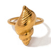 Wholesale Jewelry Stainless Steel Geometric Ocean Texture Conch Ring Electroplated For Women