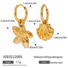Wholesale Jewelry Stainless Steel Geometric Ocean Wind Hammer Pattern Shell Starfish Pendant Earrings Electroplated For Women