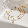 Wholesale Jewelry Stainless Steel Geometric Oil Drop Starfish Pendant Necklace And Bracelet With Electroplating For Women