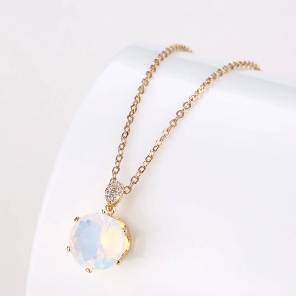 Wholesale Jewelry Stainless Steel Geometric Opal Necklace Women's Hip Hop Retro Classic Ochain Electroplating