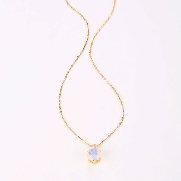 Wholesale Jewelry Stainless Steel Geometric Opal Necklace Women's Hip Hop Retro Classic Ochain Electroplating
