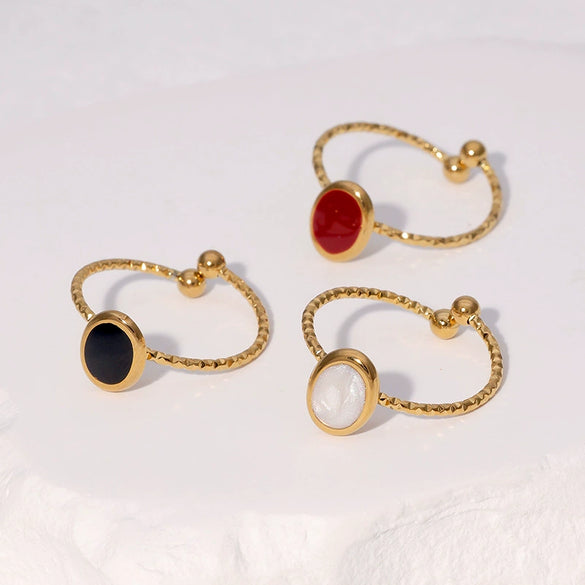 Wholesale Jewelry Stainless Steel Geometric Open Adjustable Ring Electroplated