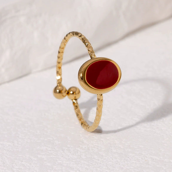 Wholesale Jewelry Stainless Steel Geometric Open Adjustable Ring Electroplated