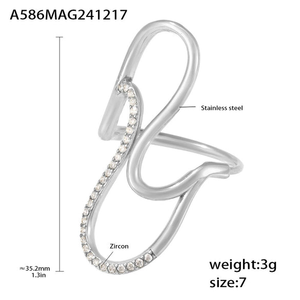 Wholesale Jewelry Stainless Steel Geometric Open Ring Electroplated For Women