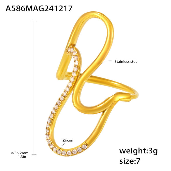 Wholesale Jewelry Stainless Steel Geometric Open Ring Electroplated For Women