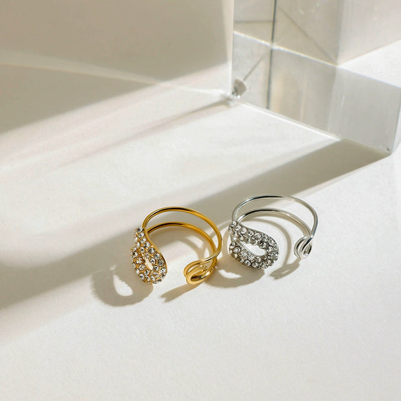Wholesale Jewelry Stainless Steel Geometric Open Ring Electroplated Light Luxury Highend Women's Jewelry