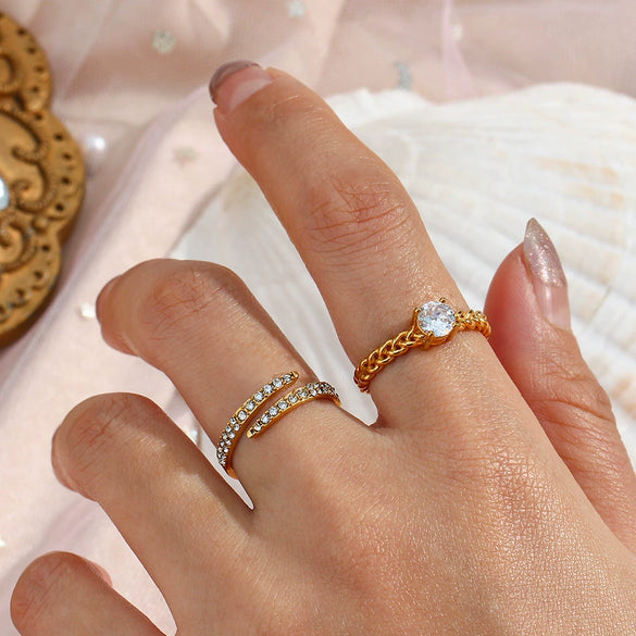 Wholesale Jewelry Stainless Steel Geometric Open Ring For Women 18K Gold Plated