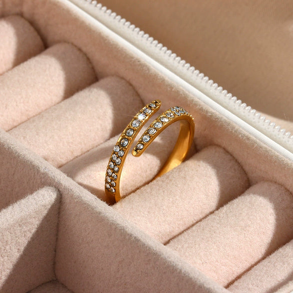 Wholesale Jewelry Stainless Steel Geometric Open Ring For Women 18K Gold Plated