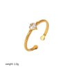 Wholesale Jewelry Stainless Steel Geometric Open Ring For Women With Electroplating And Zircon Inlay