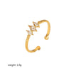 Wholesale Jewelry Stainless Steel Geometric Open Ring For Women With Electroplating And Zircon Inlay