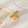 Wholesale Jewelry Stainless Steel Geometric Open Ring For Women With Hammering Pattern And Starfish Design Electroplated