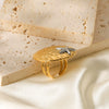 Wholesale Jewelry Stainless Steel Geometric Open Ring For Women With Hammering Pattern And Starfish Design Electroplated