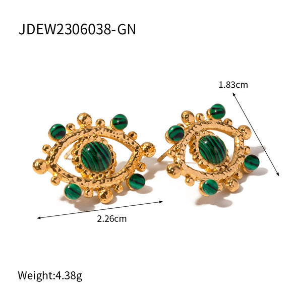 Wholesale Jewelry Stainless Steel Geometric Peacock Pendant And Devil Eye Earrings Electroplating Women's Accessories Retro Light Luxury Style