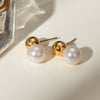 Wholesale Jewelry Stainless Steel Geometric Pearl Earrings With Electroplating For Women Natural Style