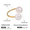 Wholesale Jewelry Stainless Steel Geometric Pearl Ring Electroplated Simple Elegant Light Luxury Women's