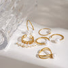 Wholesale Jewelry Stainless Steel Geometric Pearl Ring Electroplated Simple Elegant Light Luxury Women's
