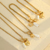 Wholesale Jewelry Stainless Steel Geometric Pendant Necklace And Bracelet With Electroplating For Women