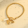 Wholesale Jewelry Stainless Steel Geometric Pendant Necklace And Bracelet With Electroplating For Women