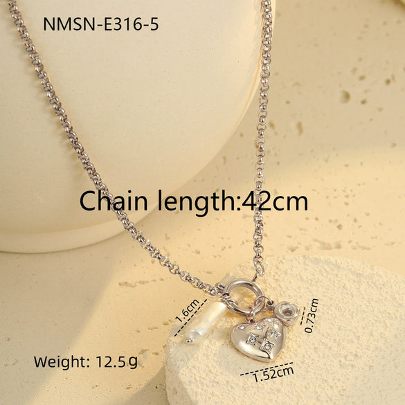 Wholesale Jewelry Stainless Steel Geometric Pendant Necklace And Bracelet With Electroplating For Women