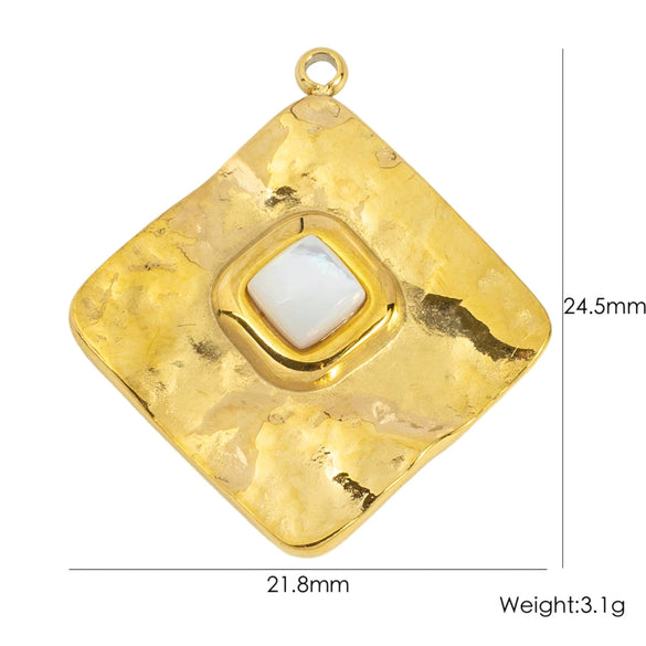 Wholesale Jewelry Stainless Steel Geometric Pendant With Natural Stone And Furnace Electroplating