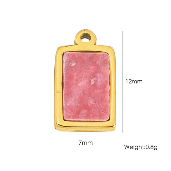 Wholesale Jewelry Stainless Steel Geometric Pendant With Natural Stone And Furnace Electroplating