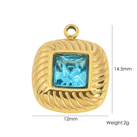 Wholesale Jewelry Stainless Steel Geometric Pendant With Natural Stone And Furnace Electroplating