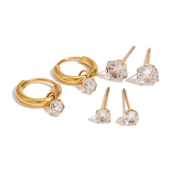 Wholesale Jewelry Stainless Steel Geometric Plain Ring Earrings Electroplated For Women