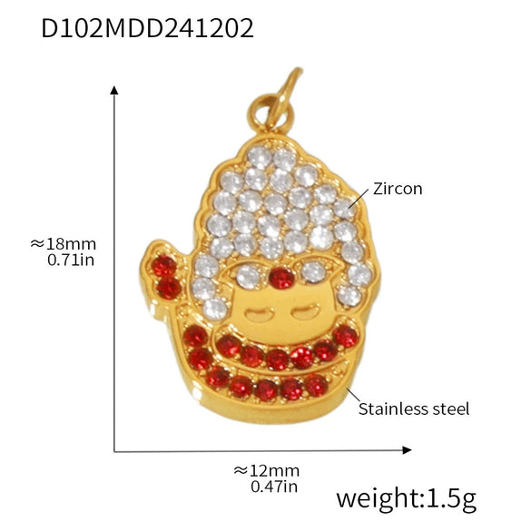 Wholesale Jewelry 316L Stainless Steel Geometric Plant Flowers Style Electroplating Pendant