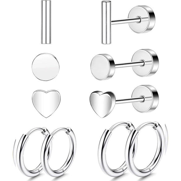Wholesale Jewelry Stainless Steel Geometric Plant Flowers Style Electroplating Stud Earrings
