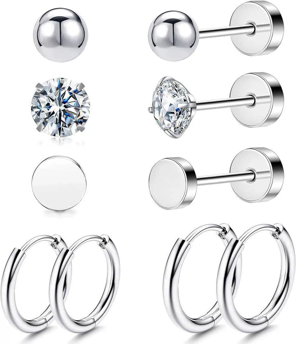 Wholesale Jewelry Stainless Steel Geometric Plant Flowers Style Electroplating Stud Earrings