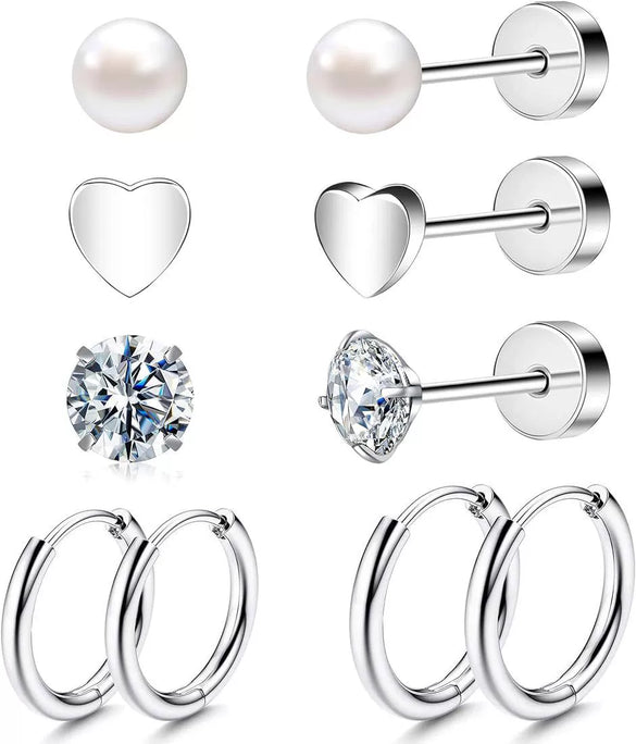 Wholesale Jewelry Stainless Steel Geometric Plant Flowers Style Electroplating Stud Earrings