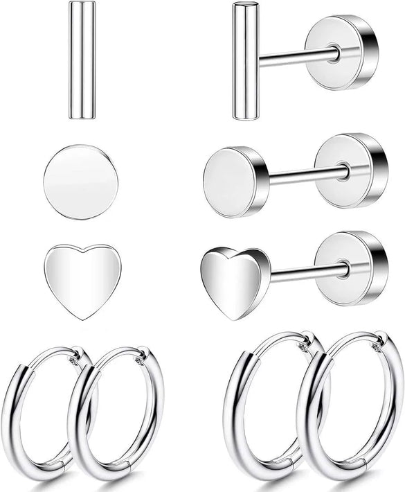 Wholesale Jewelry Stainless Steel Geometric Plant Flowers Style Electroplating Stud Earrings
