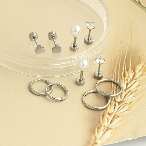 Wholesale Jewelry Stainless Steel Geometric Plant Flowers Style Electroplating Stud Earrings