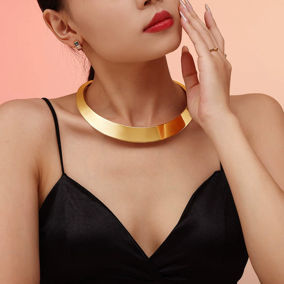 Wholesale Jewelry 316L Stainless Steel Geometric Punk Opening Necklace With Electroplating