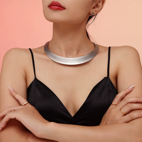 Wholesale Jewelry 316L Stainless Steel Geometric Punk Opening Necklace With Electroplating