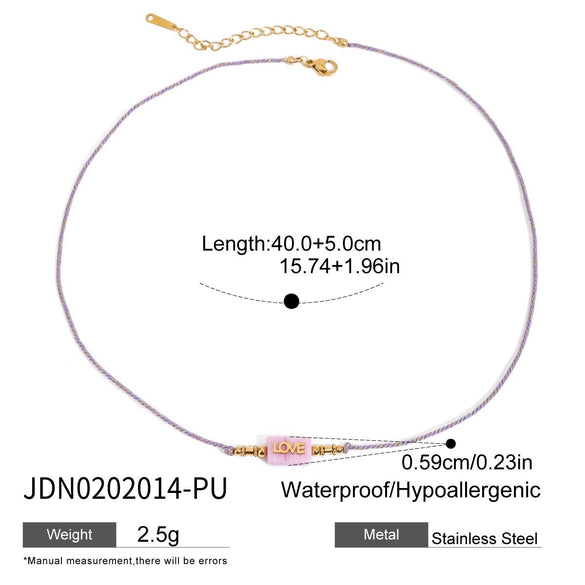 Wholesale Jewelry Stainless Steel Geometric Purple Zircon Cut Beaded Stacking Pendant Necklace With Electroplating