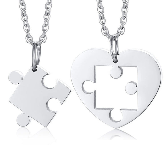Wholesale Jewelry Stainless Steel Geometric Puzzle Pendant Necklace For Couple With Electroplating Ochain