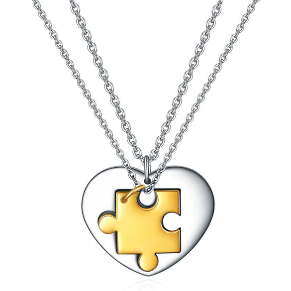 Wholesale Jewelry Stainless Steel Geometric Puzzle Pendant Necklace For Couple With Electroplating Ochain
