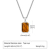 Wholesale Jewelry Stainless Steel Geometric Rectangular Turquoise Tiger Eye Lapis Pendant Necklace For Men Electroplated