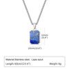 Wholesale Jewelry Stainless Steel Geometric Rectangular Turquoise Tiger Eye Lapis Pendant Necklace For Men Electroplated